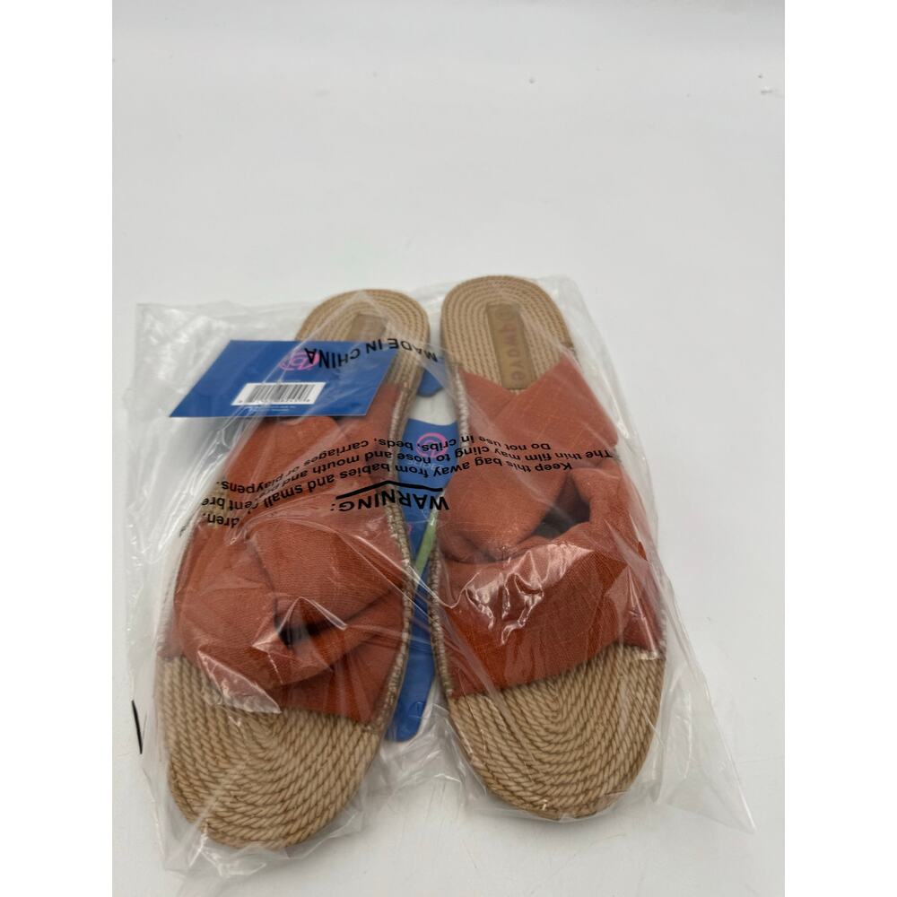 QWAVE Women's Comfort Slides Cross Strap Cushioned Rope Footbed Size 8 New - Picture 3 of 4